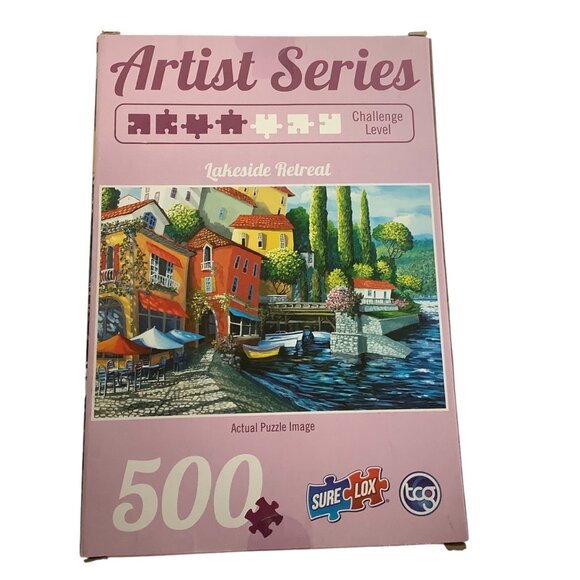 Lakeside Retreat Artist Series 500-Piece Jigsaw Puzzle TCG Toys 19"x13" Sure-Lox - Picture 2 of 5